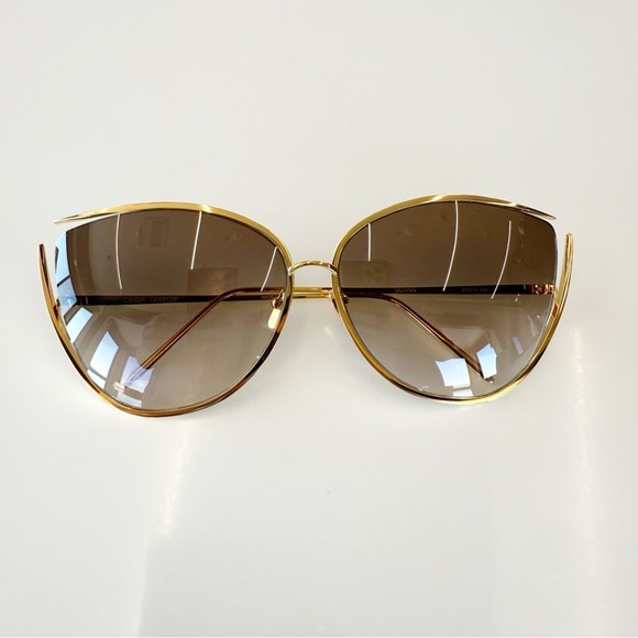 Linda Farrow Gold 774 C1 Jamila Cat Eye Sunglasses - Picture 1 of 6